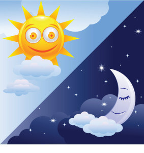 Illustration sol og måne