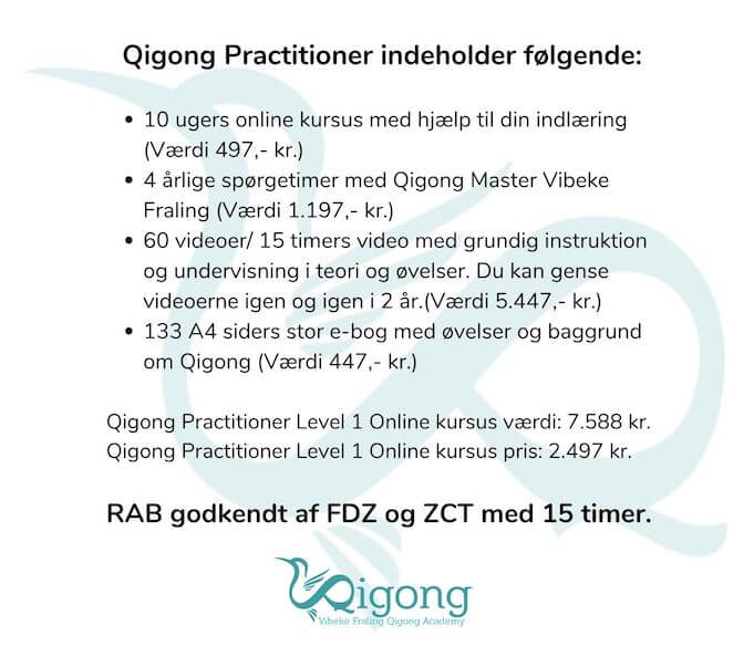 Qigong Practitioner Level 1 Onlinekursusforløb Vibeke Fraling Qigong Academy