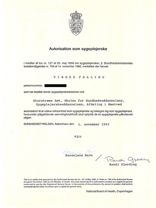 Vibeke Fraling Qigong Academy - sygeplejerske autorisation