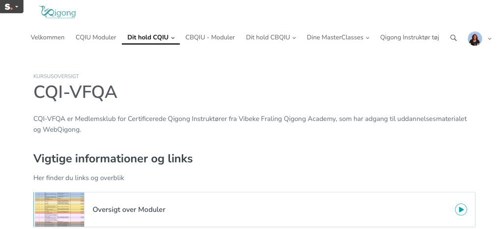 CQI - VFQA - efteruddannelse medlemsklub - materialeside